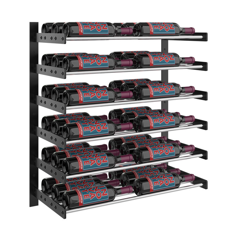 Support à vin mural pour bouteilles, 30"H x 27.75"W x 12.25"D, Chrome