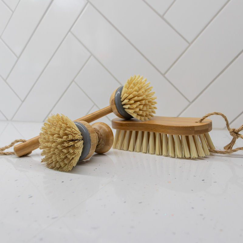 Bamboo Cleaning Essentials, Scrubbing Round and Dish Brushes