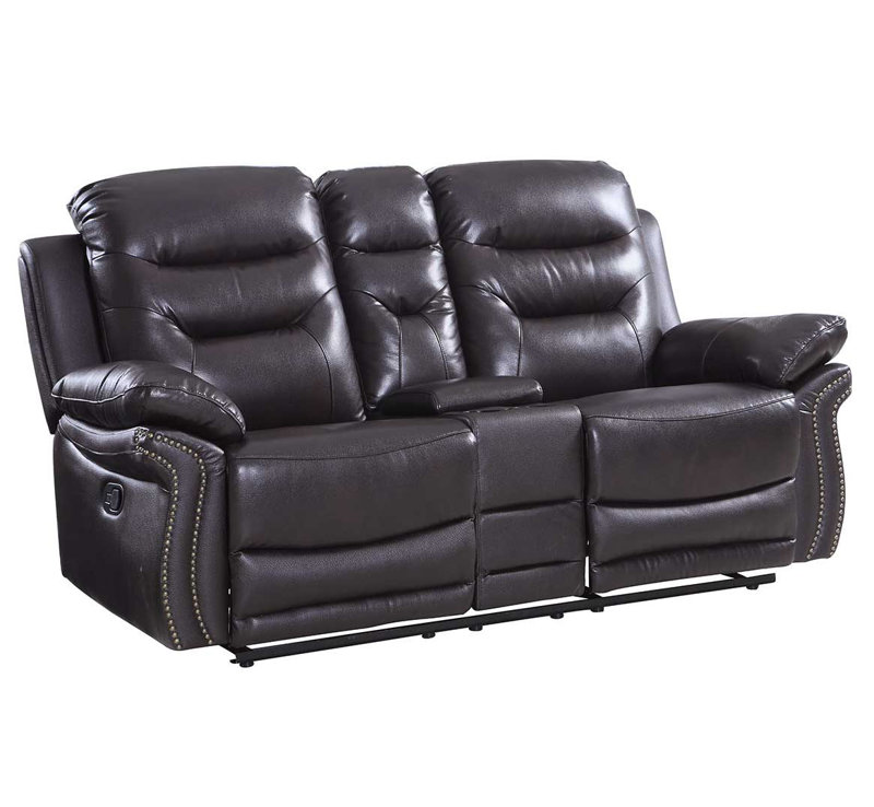 Causeuse inclinable manuelle en cuir avec rangement Custinne, Similicuir gris anthracite