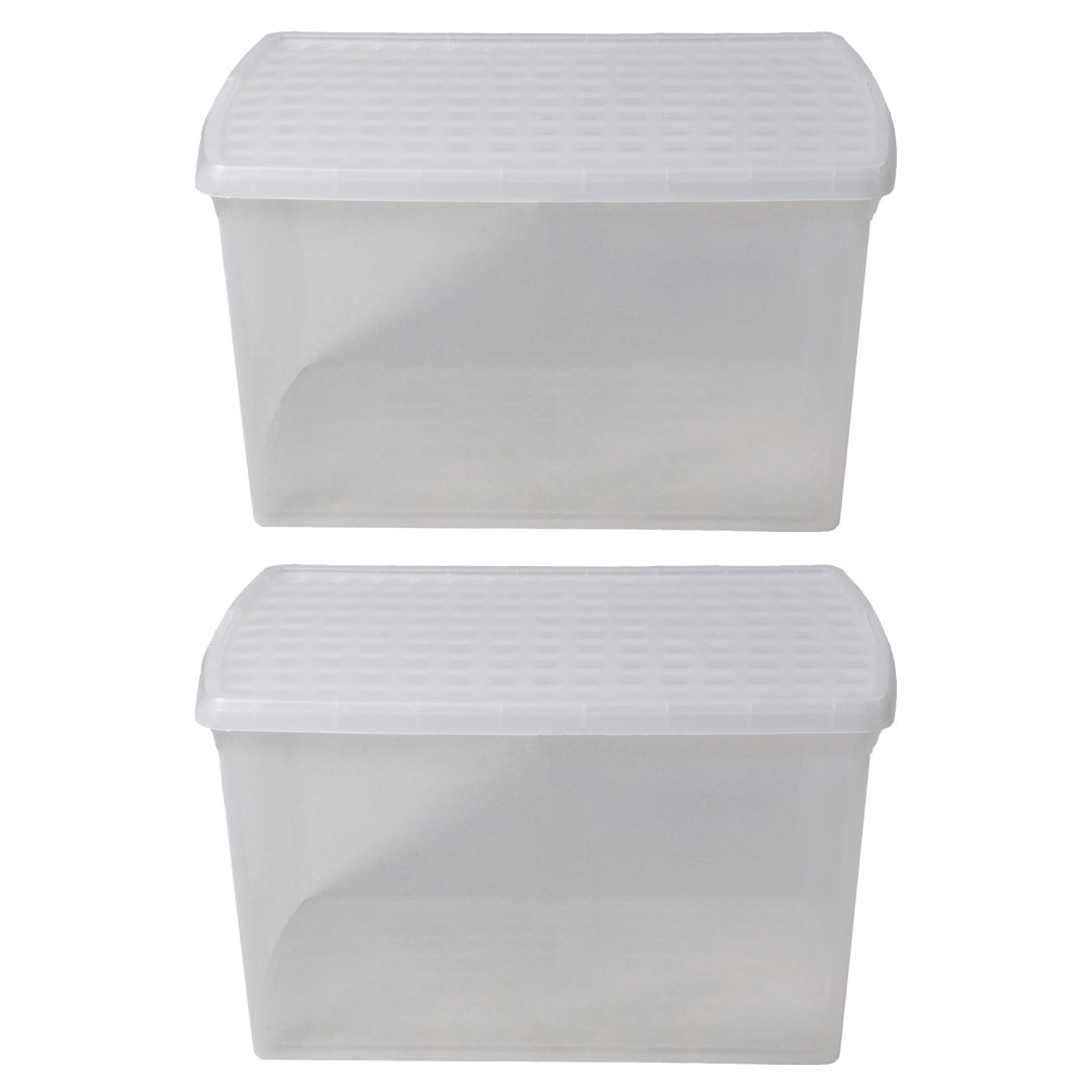 B&Q -  Clip 2X 62L Rectangular Plastic Storage Boxes With Clip Lock Lids. Ideal For HomeOfficeToys & MoreClear/clear - Image 2