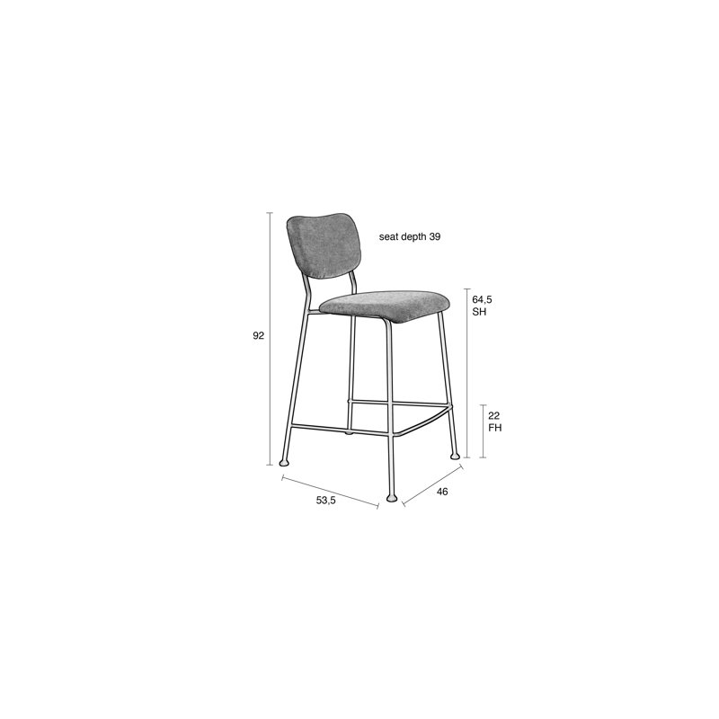 Benson Bar Stool, Counter Stool (25” Seat Height), Dark Blue