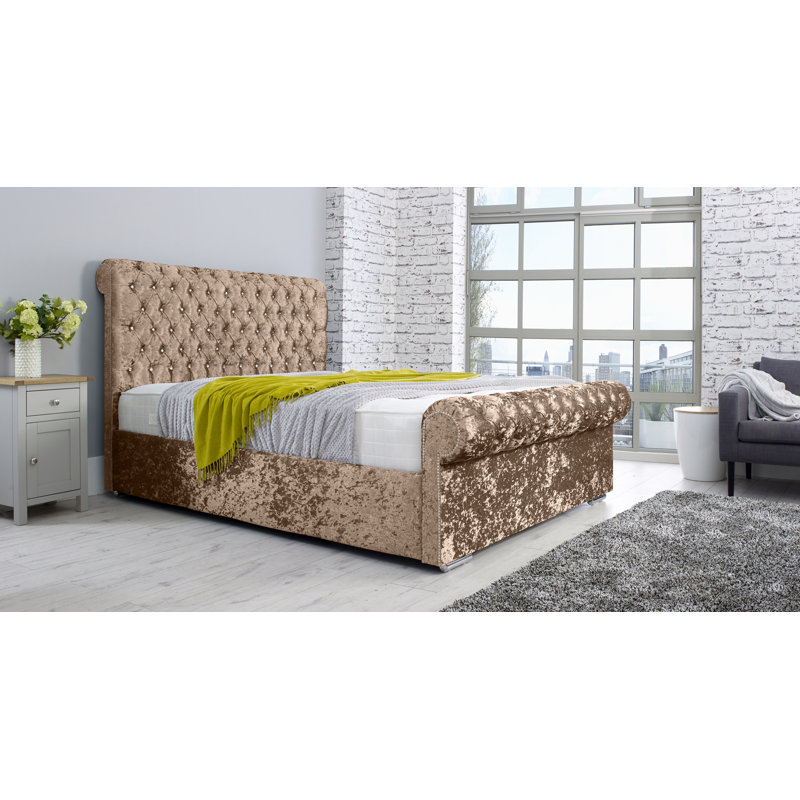 Elyza Upholstered Bed, Mink, Super King (6')