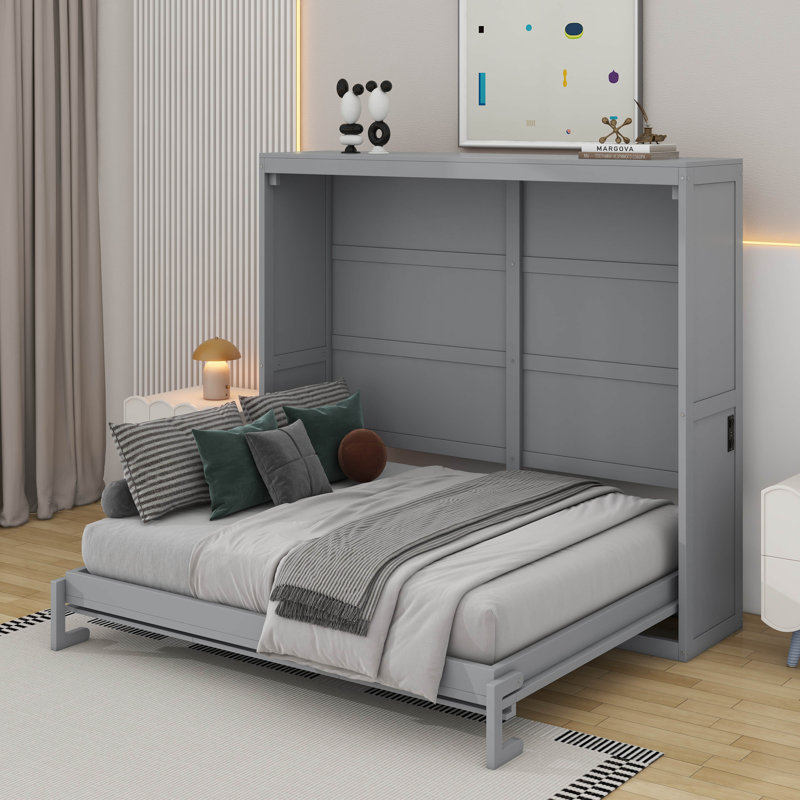 Lit escamotable Murphy, Gris, Lit double