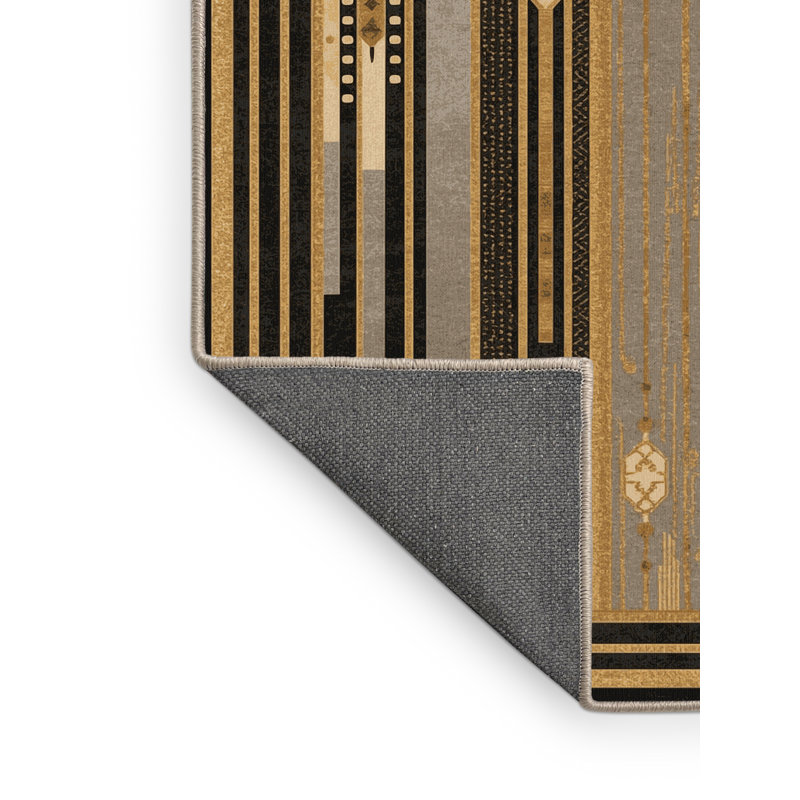 Soft Plush Farr New Years Modern & Contemporary Abstract Area Rug in Brown – Beige Binding, 5x8