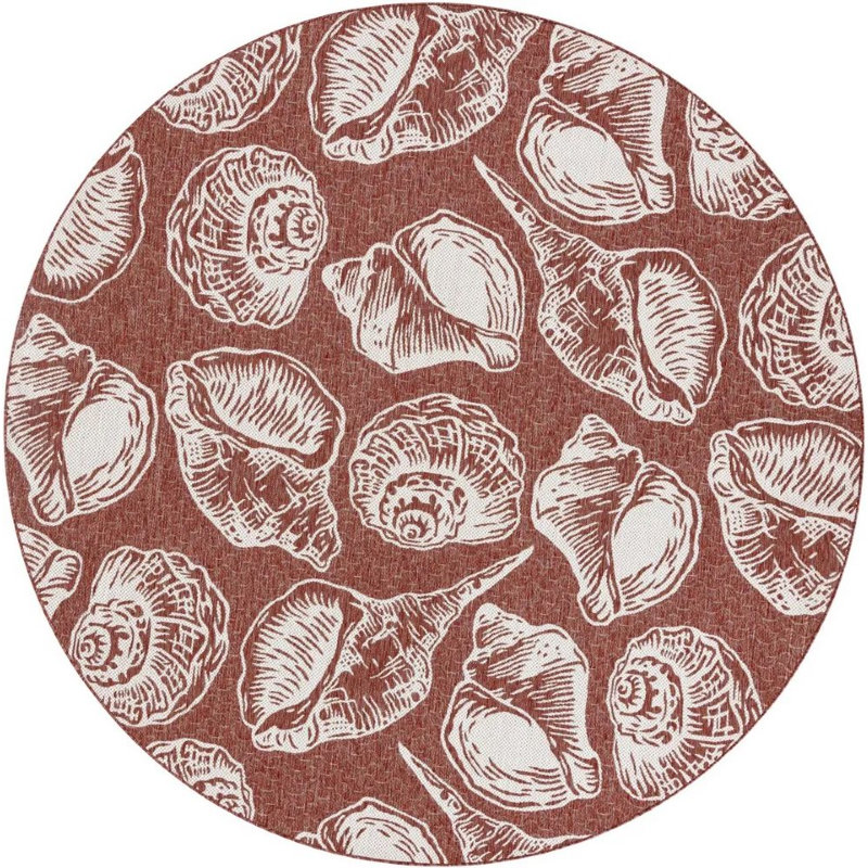 Tapis contemporain rouille et ivoire Ayton, Rond 13 pi 1 po