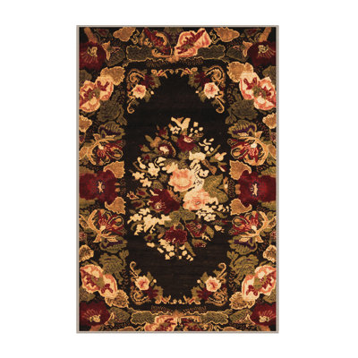 Tapis orange / brun en chenille / polyester tissé à la machine Nari