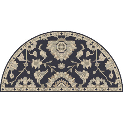 Tapis oriental en laine touffeté à la main à motif encre / beige / écume de mer / brun clair Arden