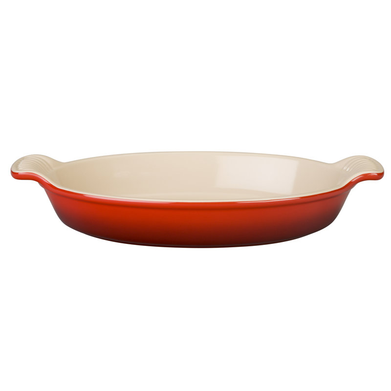 Le Creuset Heritage Stoneware Au Gratin Dish, Cerise, 1.25" H x 4.25" W x  6.5" L