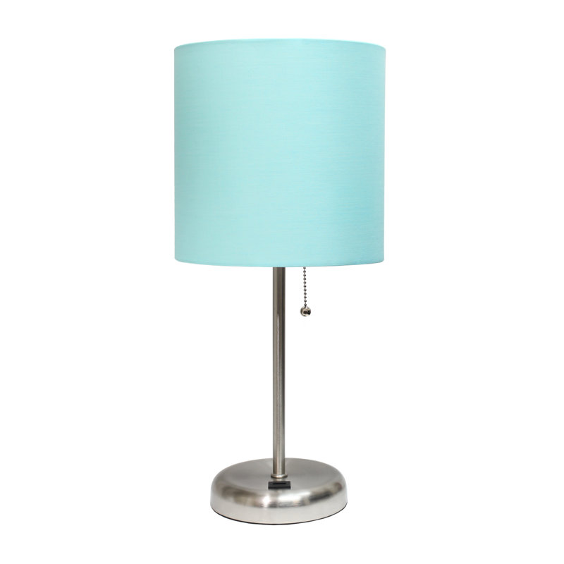 Delp Metal USB Table Lamp, Aqua, Silver, Yes
