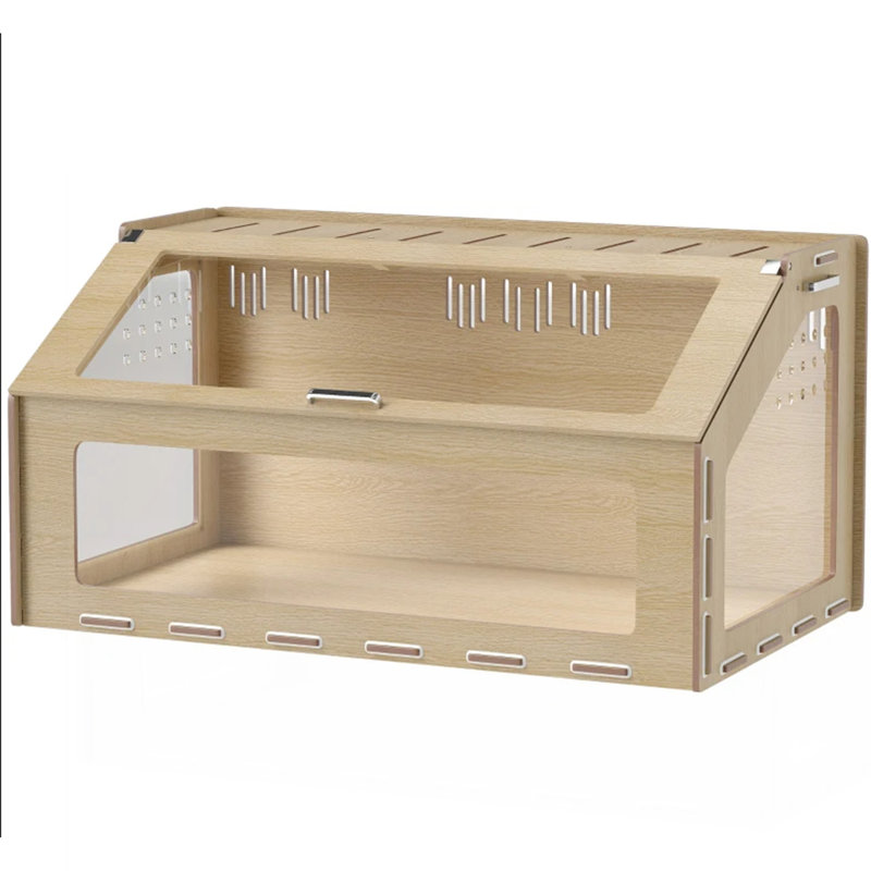 Cage à hamster 39 po avec fenêtre et plateau ouvrable, chêne
