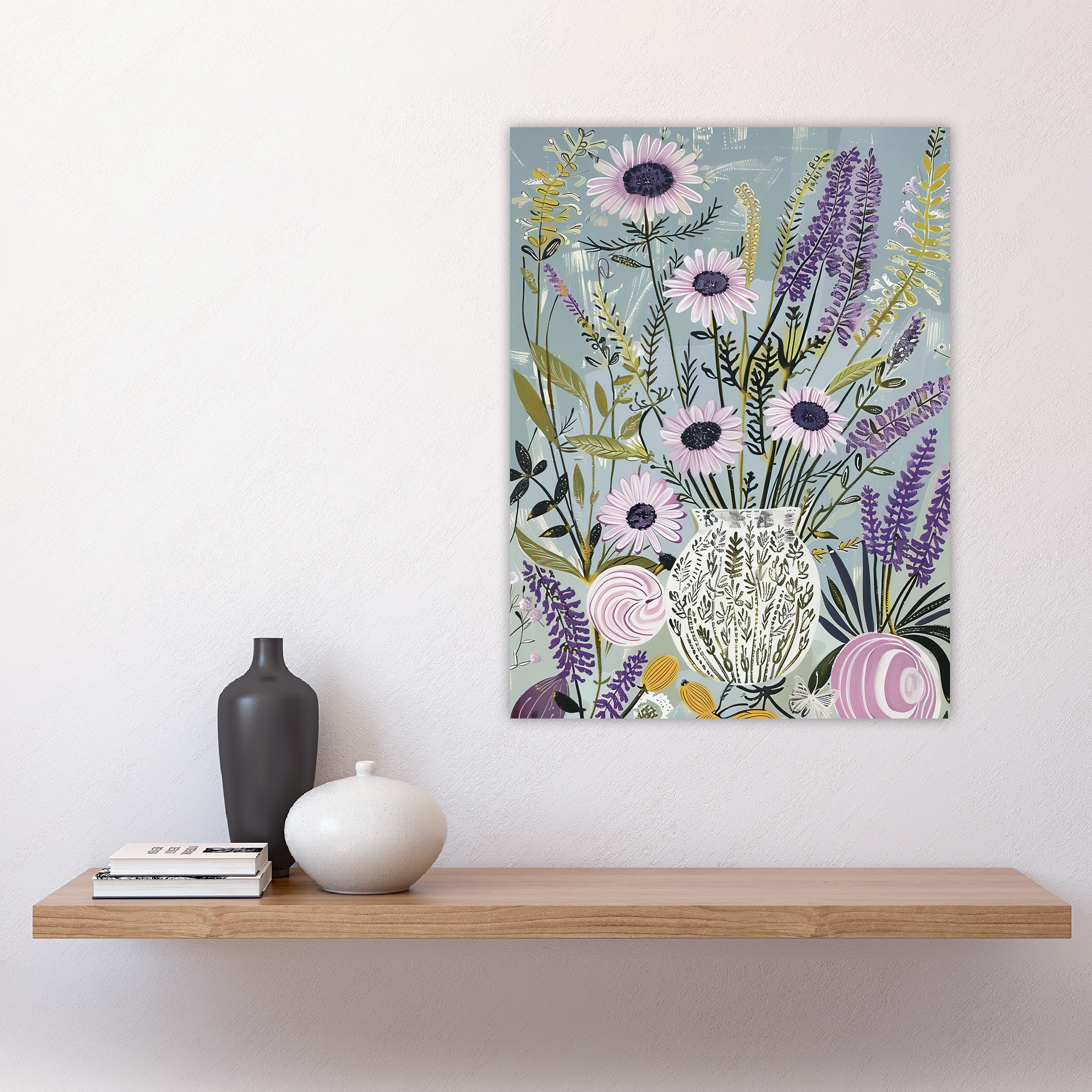 Lark Manor Lavender Wildflowers Bouquet in Vase Fun Rustic Wall Art ...