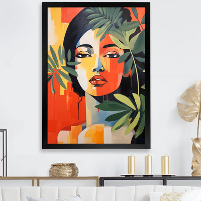 Minimalisme, portrait de femme tropicale orange IV - art mural mexicain