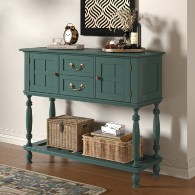 Farmhouse Console Table with Storage, Narrow Entryway Table with 2 Drawers & 2 Door Cabinets, Sofa Table Behind Couch with Shelf for Living Room, Entryway