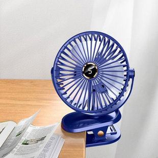Portable Clip on Fan with LED Lights, Battery Operated USB Desk Fan,5 Speed Quiet Rechargeable Mini Table Fan