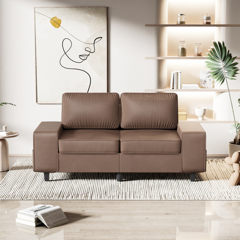 Canapé rembourré avec rangement, Mélange de polyester brun  , 2