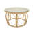 26.8'' W Indoor Outdoor Coffee Table, Round Aluminum Patio Side Table with PE Wicker and Glass Top