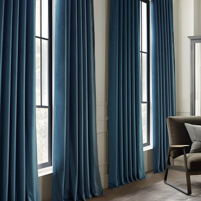 Basic Deluxe Velvet Curtain Pair - 2 Panels - Grommet Room Darkening Curtains