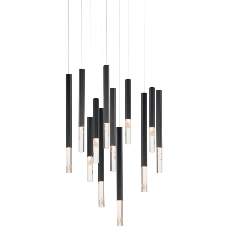 Filmon 12 - Light Gold LED Cluster Pendant, Black