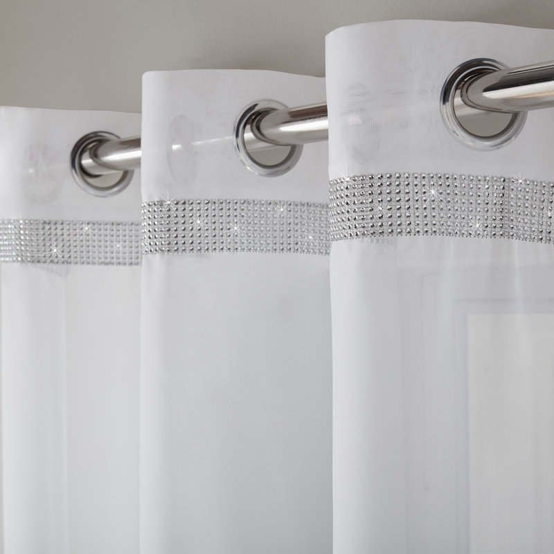 Odom Sheer Curtain Single Panel, 145 W x 137 D cm, White