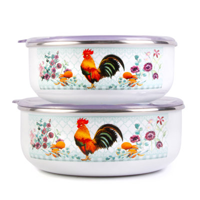 Ensemble de 2 contenants alimentaires Rooster Enamelware