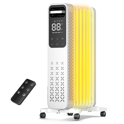 Electactic  1500W Oil Filled Radiator Heater - Remote Control, 4 Modes, Digital Thermostat