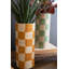  Ensemble de trois vases cylindriques à carreaux en argile de 12 po