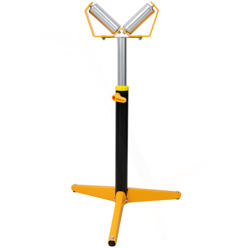 V Shape Heavy Duty Roller Stand,Material Support Stand, Yellow & Black Color