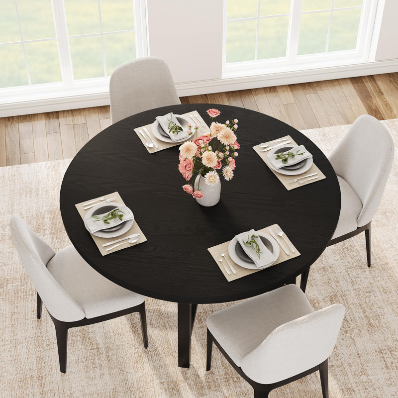 Table de salle à manger de 47 po pour 4 personnes, table de salle à manger avec cadre en métal robuste, Noir