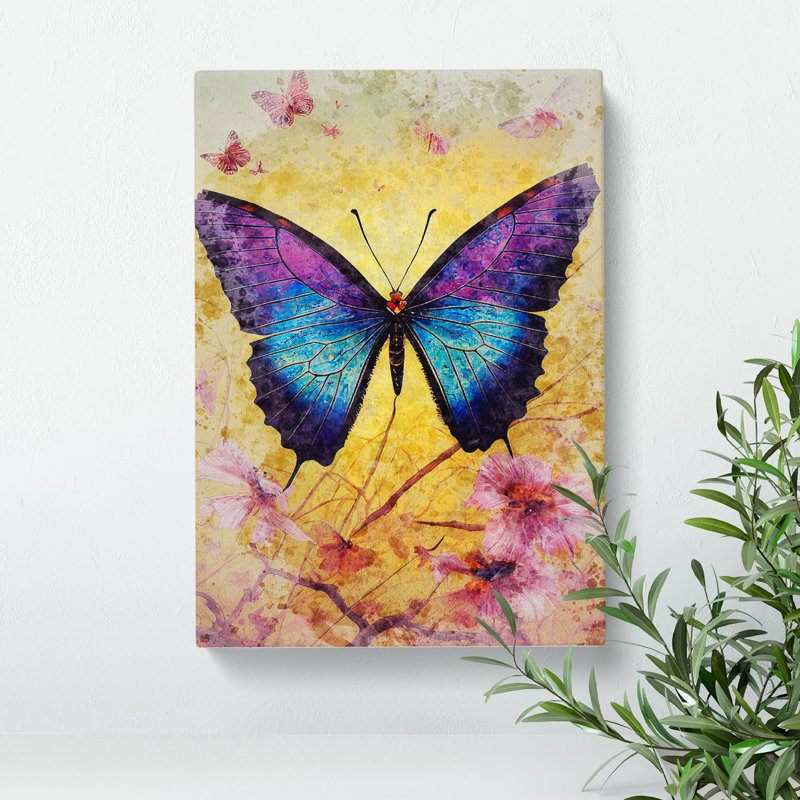 Butterfly In Watercolour No.1 - Painting, Wrapped Canvas, 50cm H x 35cm W x 3cm D, No Matte