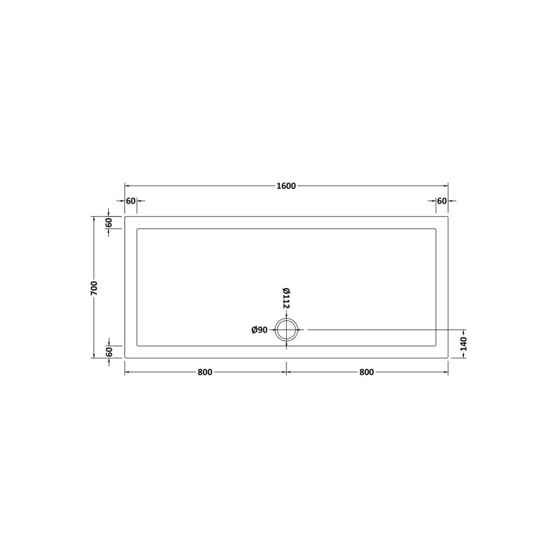 Ewell Shower Tray, 4 cm H x 159.5 cm W x 69.5 cm D