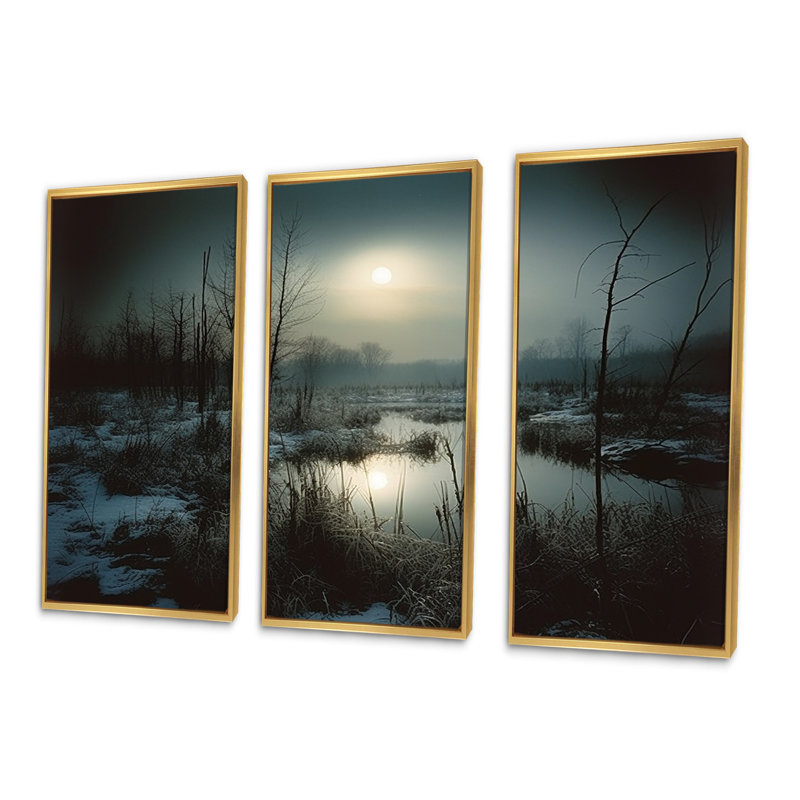 Photographie en noir et blanc «Winter Tree I», ensemble d'art sur toile, Cadre flottant doré, H 28 po x l 36 po x P 1 po