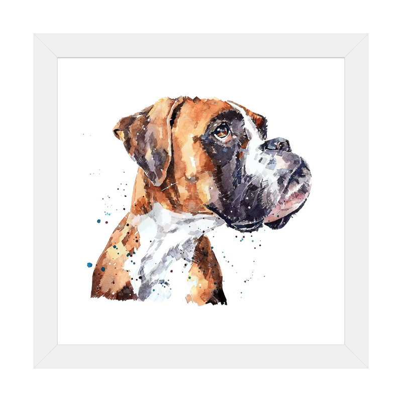 « German boxer » par Edwatercolours-impression, Blanc, H 24 po x l 24 po x p 1 po, Papier encadré blanc