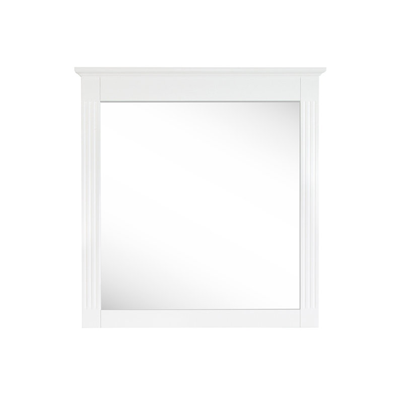 Miroir rectangulaire moderne en bois massif avec cadre H 33 po, 33 po x 32 po, Blanc