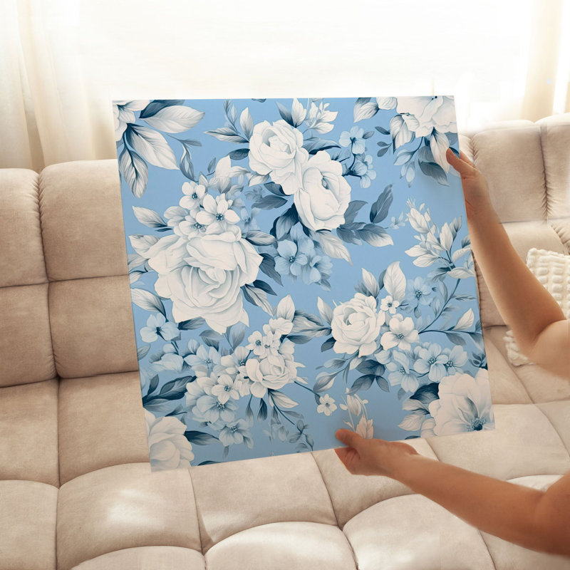 «Floral Winter Blue Flowers», reproduction d'art non encadrée, H 24 po x l 24 po