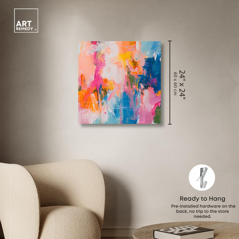 Vibrant Multicolor Abstract Canvas Art, 24" x 24"