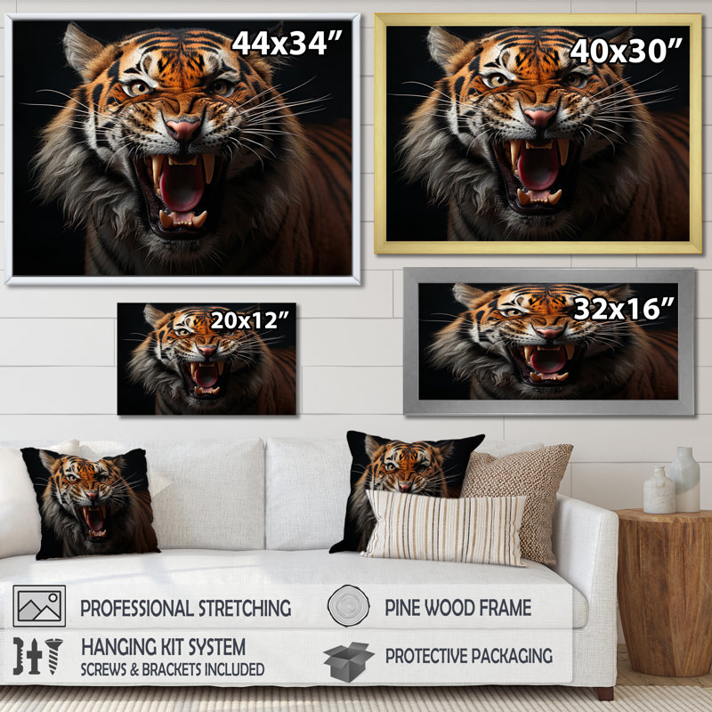 «Tiger Stripes Of Power II» sur toile, H 16 po x l 32 po x P 1 po, Toile tendue