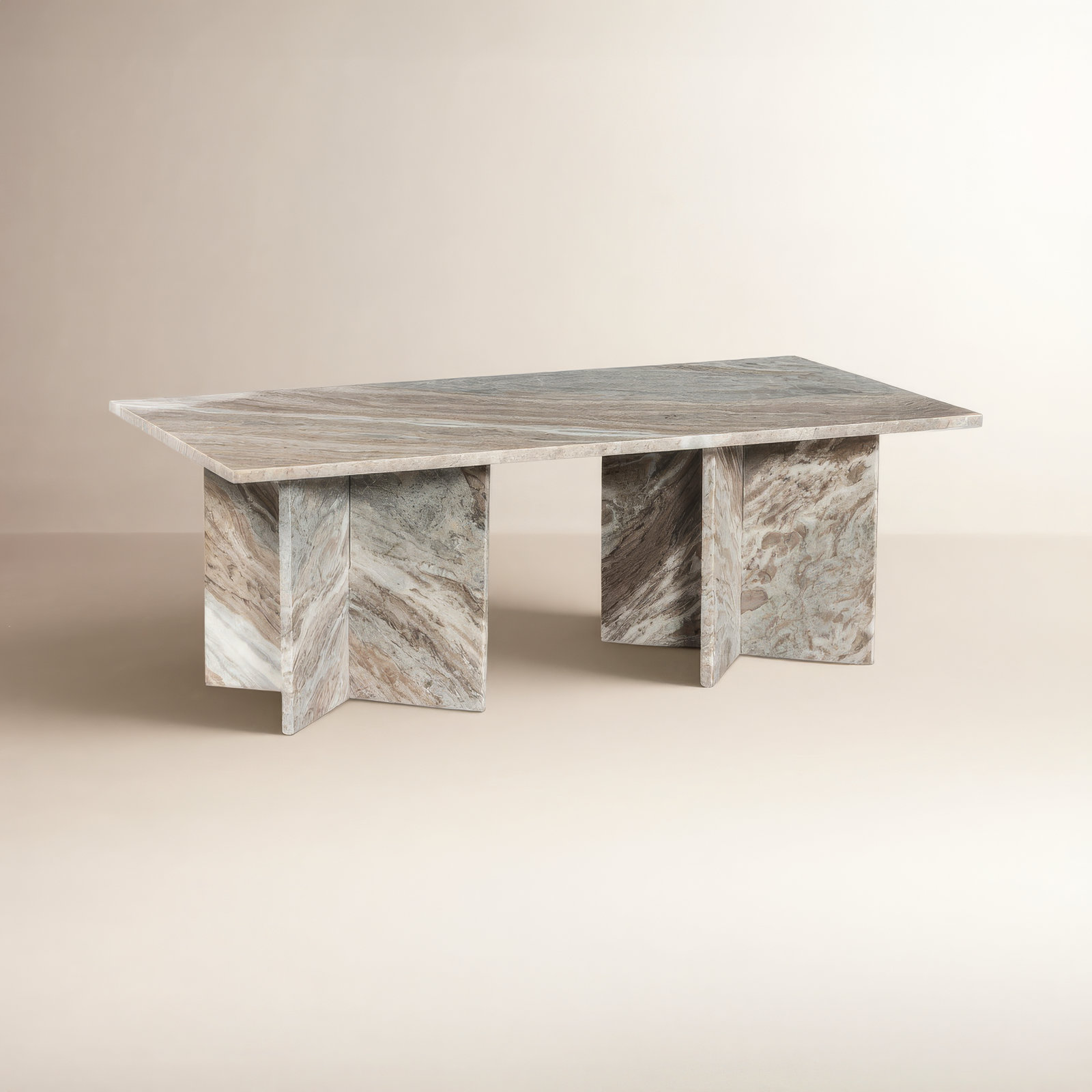 Verona 48" Genuine Marble Coffee Table, Brown Marble