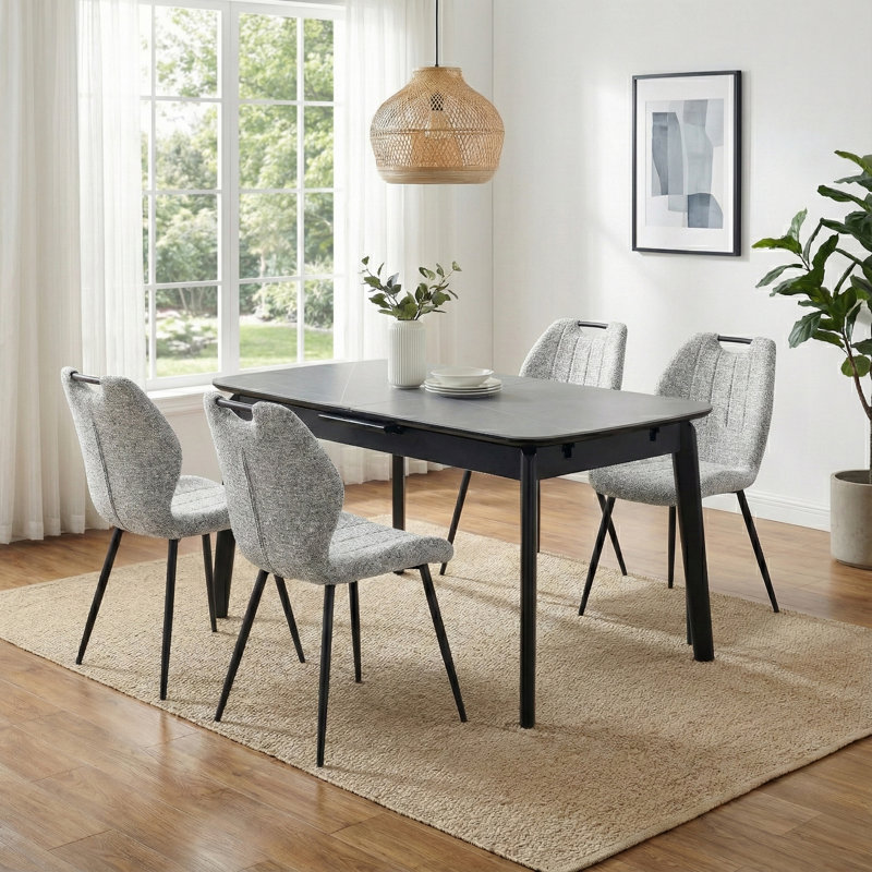 Valinda Extension Dining Set, Light Grey