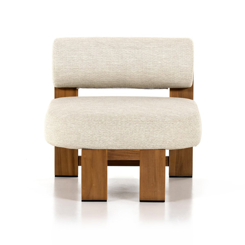 Malta Outdoor Teak Lounge Chair, Faye Sand, Natural