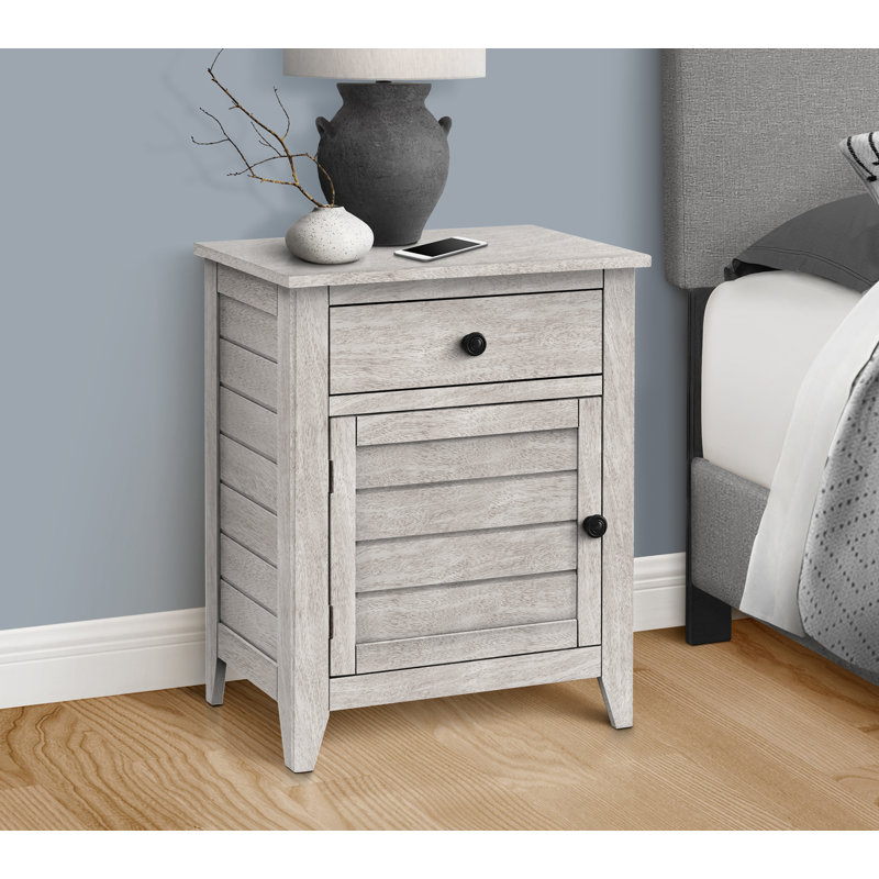 Table d'appoint, table de chevet, tiroir de rangement, bout, table d'appoint, chambre à coucher, rangement, placage gris