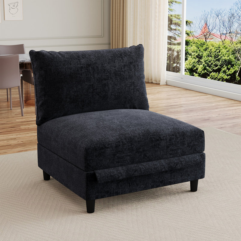 Oversized Ottoman With Storage Throw Pillow Chenille, Chenille noir