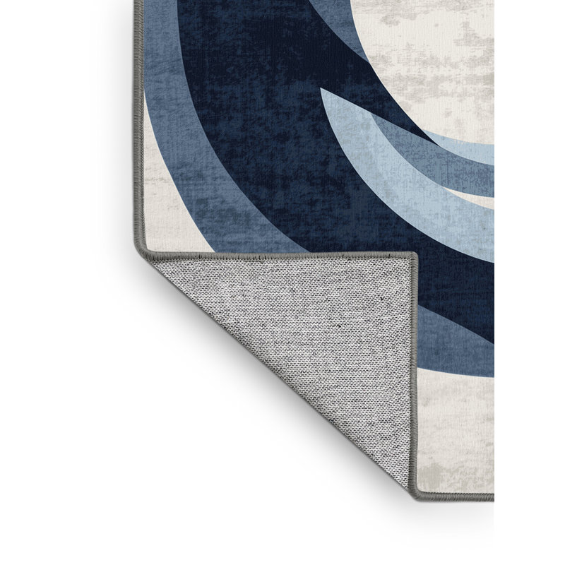 Machine Washable Higgins Donut Modern Abstract Rug in Gray – Gray Binding, 7x9