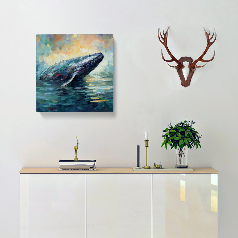 Whale Impressionism - Wrapped Canvas - Framed Print