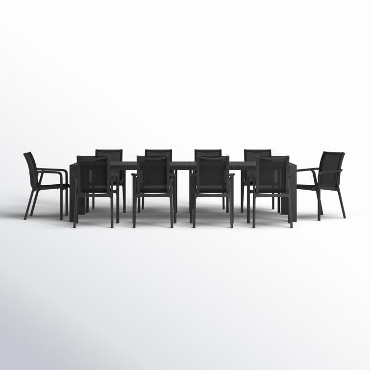 Farrah 11 Piece Dining Set With Extension Table And Sling Arm Chairs