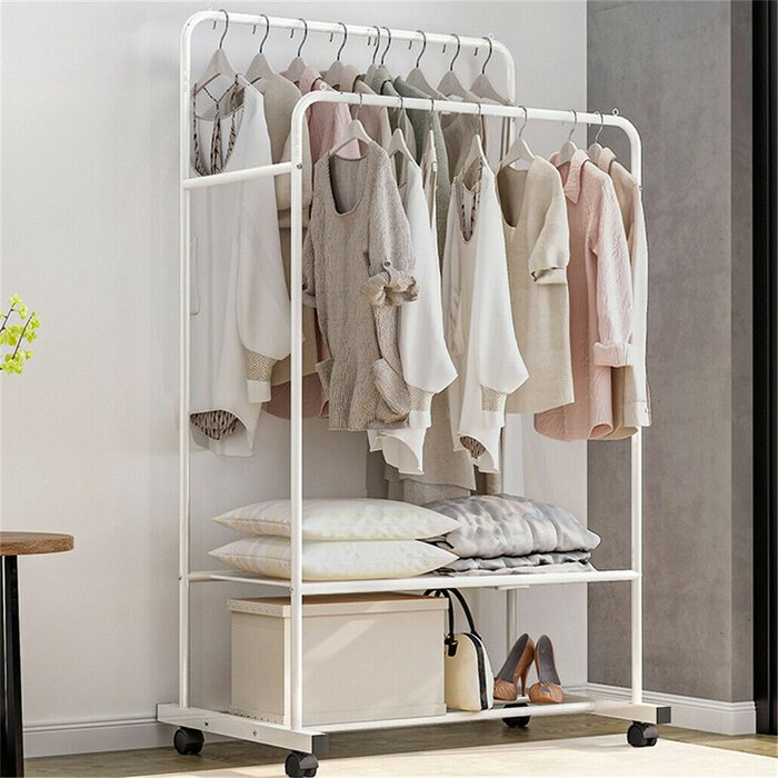 Rebrilliant Berkhamsted 31.7'' Metal Rolling Clothes Rack & Reviews ...