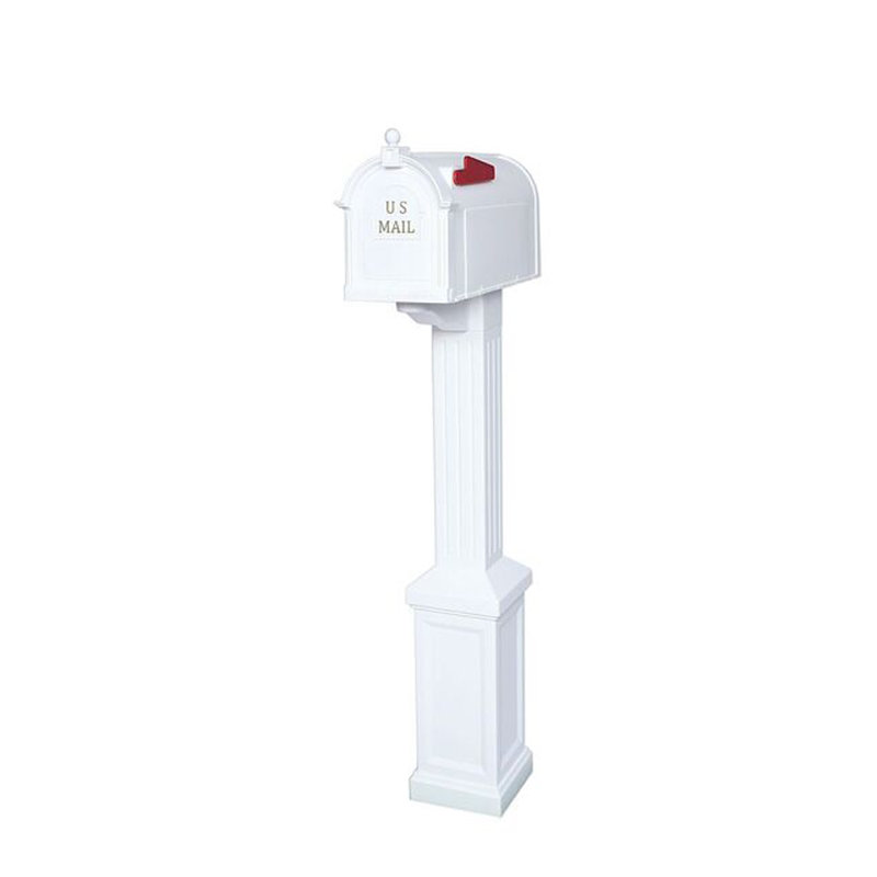 Craftsman Polyethylene Plastic Post Mounted Mailbox, White