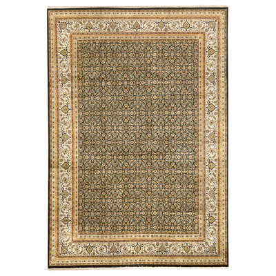 Tapis noir et ivoire de haute qualité noué à la main
