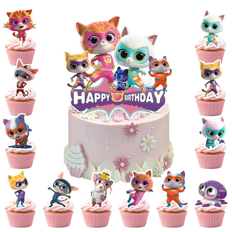 25Pcs Super Kitties Squad Cake Decorations
