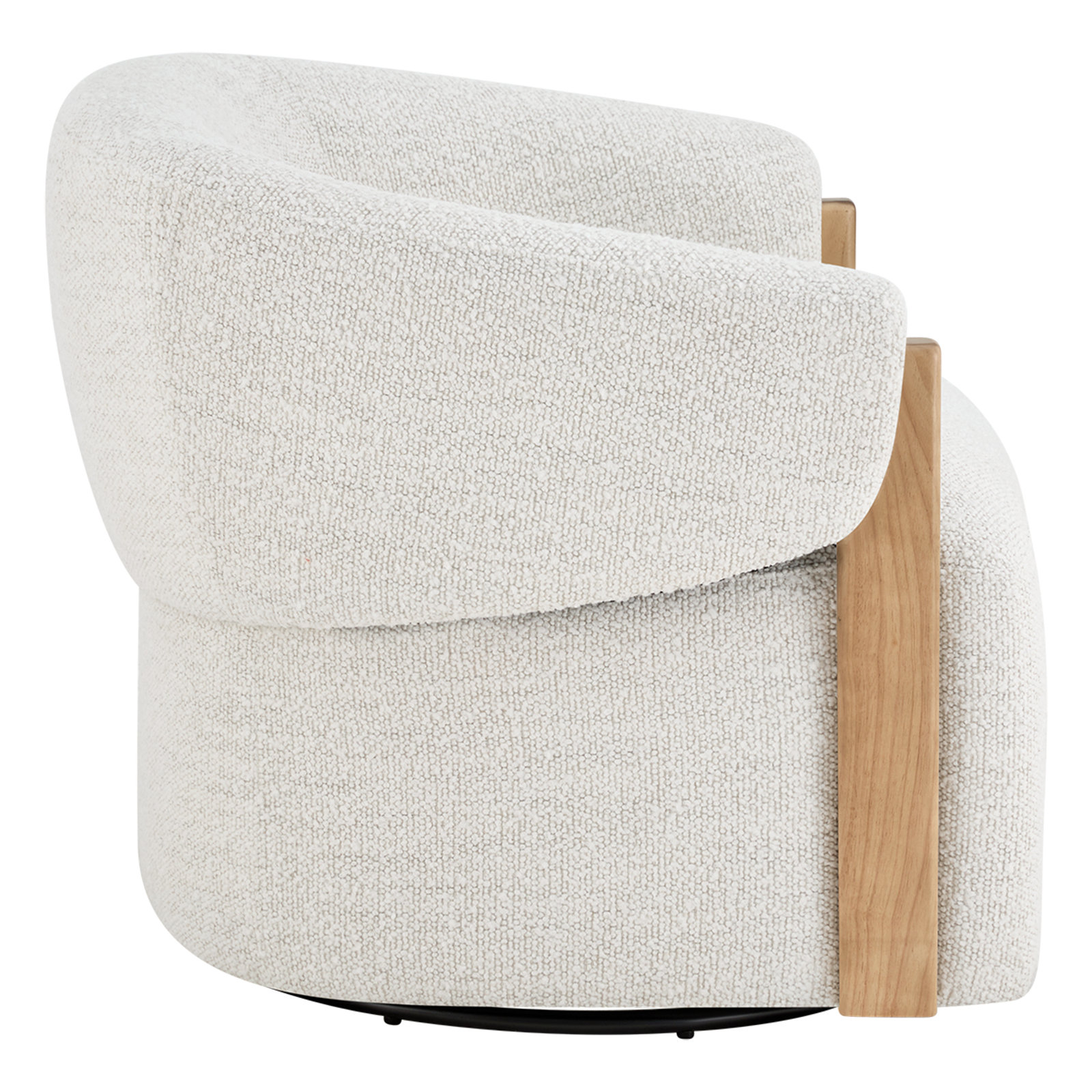 Longfield Upholstered Swivel Accent Chair, Merino Pearl Boucle