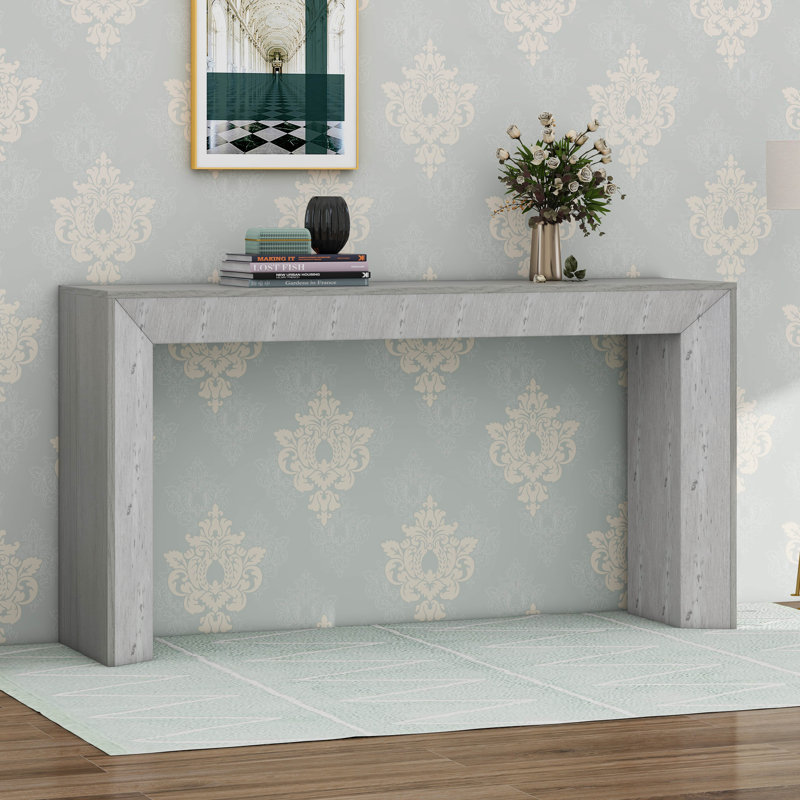 Console avec foyer en placage de bois, Gris